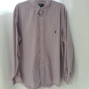 Polo Ralph Lauren Pink Stripe Embroidered Logo Shirt 2xb